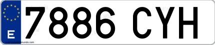 Ejemplo de matrícula española 7886 CYH