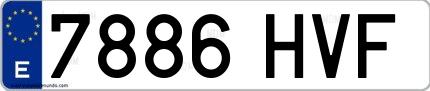 Ejemplo de matrícula española 7886 HVF