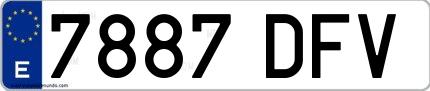 Ejemplo de matrícula española 7887 DFV