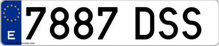 Ejemplo de matrícula de coche ordinaria 7887 DSS