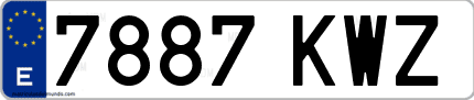 Ejemplo de matrícula de coche ordinaria 7887 KWZ