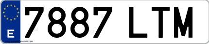Ejemplo de matrícula española 7887 LTM