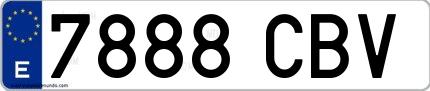 Ejemplo de matrícula española 7888 CBV