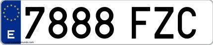 Ejemplo de matrícula española 7888 FZC