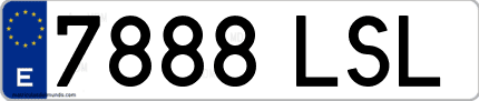 Ejemplo de matrícula de coche ordinaria 7888 LSL