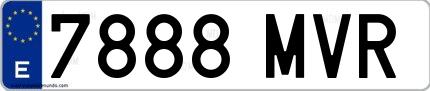 Ejemplo de matrícula española 7888 MVR