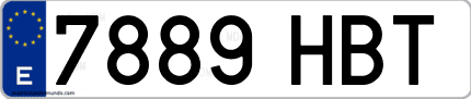 Ejemplo de matrícula de coche ordinaria 7889 HBT