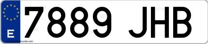 Ejemplo de matrícula española 7889 JHB