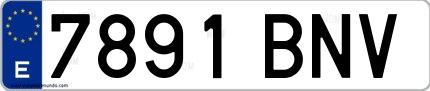 Ejemplo de matrícula española 7891 BNV