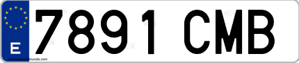 Ejemplo de matrícula de coche ordinaria 7891 CMB