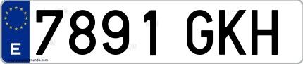 Ejemplo de matrícula española 7891 GKH