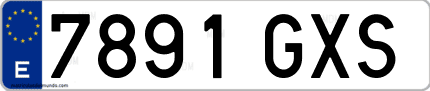 Ejemplo de matrícula de coche ordinaria 7891 GXS