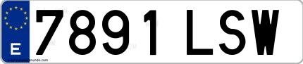 Ejemplo de matrícula española 7891 LSW