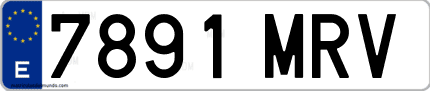 Ejemplo de matrícula de coche ordinaria 7891 MRV
