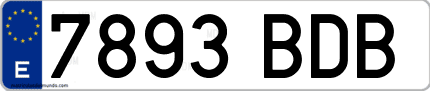 Ejemplo de matrícula de coche ordinaria 7893 BDB