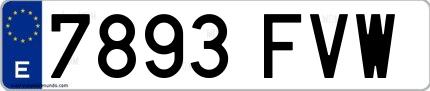 Ejemplo de matrícula española 7893 FVW