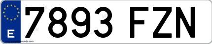 Ejemplo de matrícula española 7893 FZN