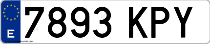 Ejemplo de matrícula de coche ordinaria 7893 KPY