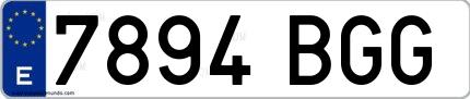Ejemplo de matrícula española 7894 BGG