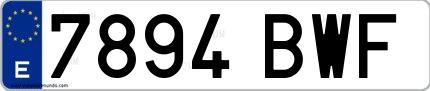 Ejemplo de matrícula española 7894 BWF