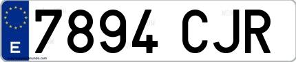 Ejemplo de matrícula española 7894 CJR