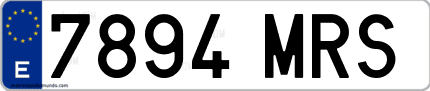 Ejemplo de matrícula de coche ordinaria 7894 MRS