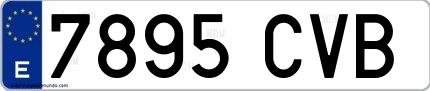 Ejemplo de matrícula española 7895 CVB