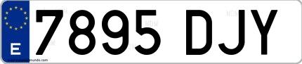 Ejemplo de matrícula española 7895 DJY