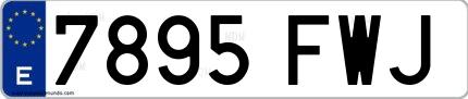 Ejemplo de matrícula española 7895 FWJ