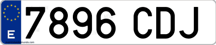 Ejemplo de matrícula de coche ordinaria 7896 CDJ