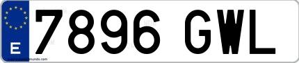 Ejemplo de matrícula española 7896 GWL