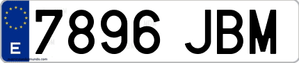 Ejemplo de matrícula de coche ordinaria 7896 JBM