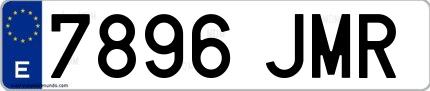 Ejemplo de matrícula española 7896 JMR