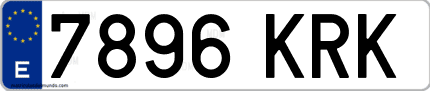 Ejemplo de matrícula de coche ordinaria 7896 KRK