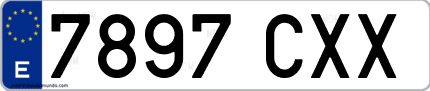 Ejemplo de matrícula de coche ordinaria 7897 CXX