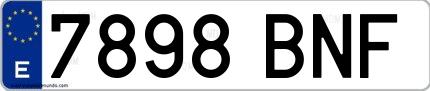 Ejemplo de matrícula española 7898 BNF