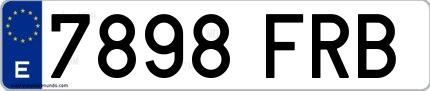 Ejemplo de matrícula española 7898 FRB