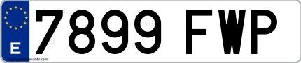 Ejemplo de matrícula española 7899 FWP