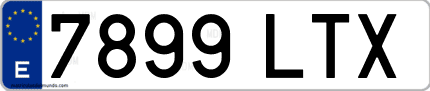 Ejemplo de matrícula de coche ordinaria 7899 LTX