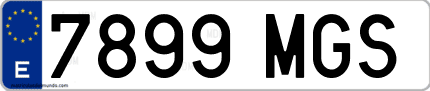 Ejemplo de matrícula de coche ordinaria 7899 MGS
