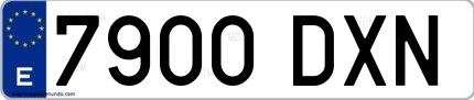 Ejemplo de matrícula española 7900 DXN