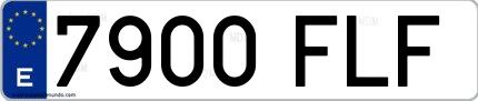 Ejemplo de matrícula española 7900 FLF