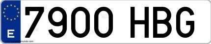 Ejemplo de matrícula española 7900 HBG