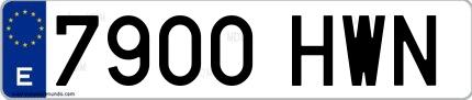 Ejemplo de matrícula española 7900 HWN