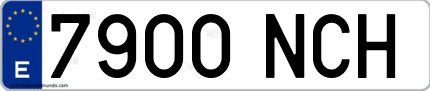 Ejemplo de matrícula de coche ordinaria 7900 NCH