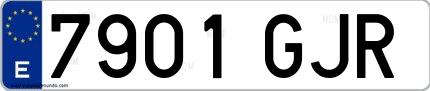 Ejemplo de matrícula española 7901 GJR