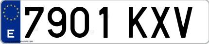 Ejemplo de matrícula española 7901 KXV