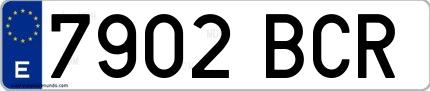 Ejemplo de matrícula española 7902 BCR