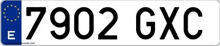 Ejemplo de matrícula española 7902 GXC