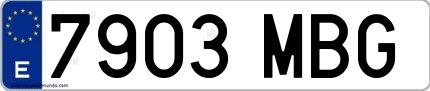 Ejemplo de matrícula española 7903 MBG